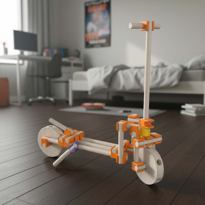 Scooter model built with the Beaver Vehicles kit
