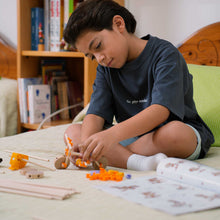 Child building a Beaver wooden vehicle during play