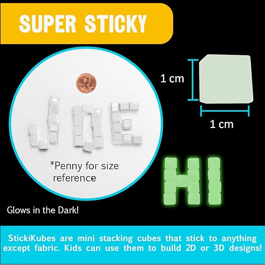 Stickikubes Glow in the Dark Tub – 125 Pieces
