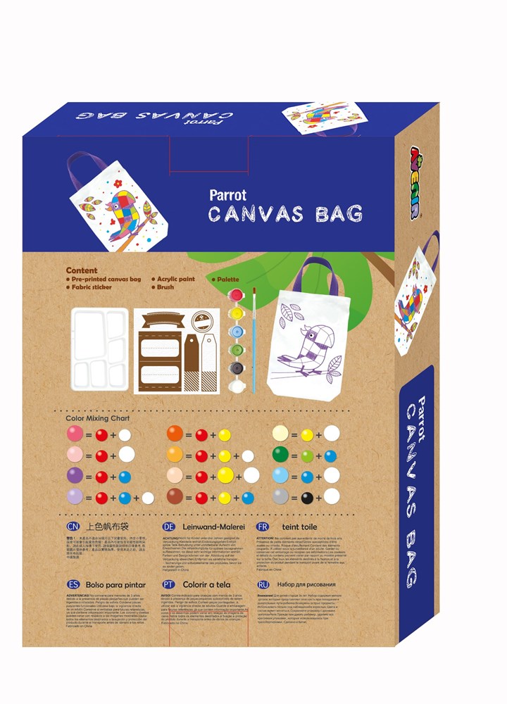 Avenir Paint Your Own Canvas Bag – Parrot – product view 2