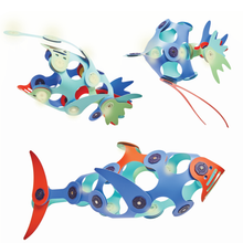 Ocean animal creations built with flexible Clixo magnetic pieces