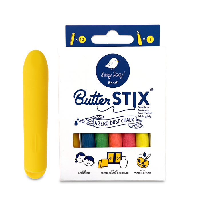 Jaq Jaq Bird ButterStix – 12 Assorted Colours & Holder – product view 1