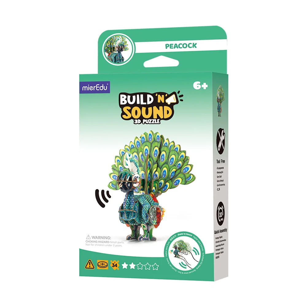 mierEdu - Build N Sound 3D Puzzle - Peacock