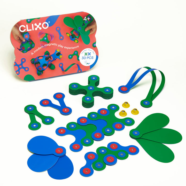 Clixo Crew Pack Blue Green 30-piece magnetic building set